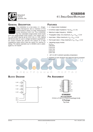 83054AGI datasheet - 4 : 1, SINGLE-ENDED MULTIPLEXER