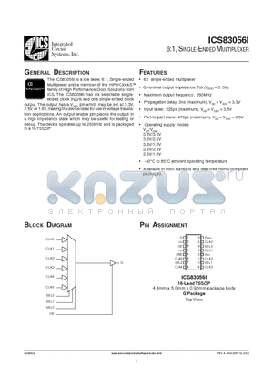 83056AIL datasheet - 6:1, SINGLE-ENDED MULTIPLEXER