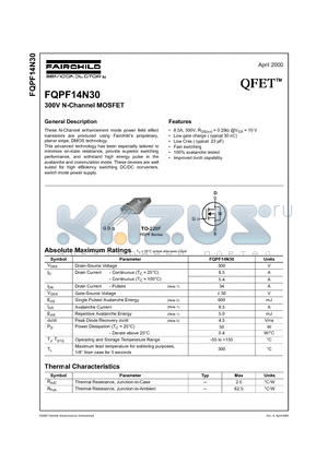 FQPF14N30 datasheet - 300V N-Channel MOSFET