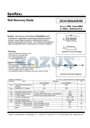 DCA100AA60 datasheet - Soft Recovery Diode