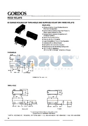 831A-4J datasheet - 83 SERIES MOLDED DIP THRU-HOLE AND SURFACE MOUNT DRY REED RELAYS