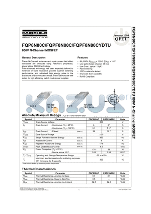 FQPF8N80C_09 datasheet - 800V N-Channel MOSFET