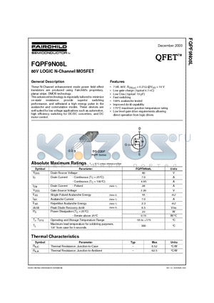 FQPF9N08L datasheet - 80V LOGIC N-Channel MOSFET