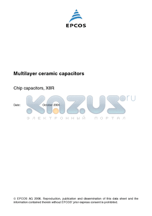 B37540K5102M062 datasheet - Multilayer ceramic capacitors Chip capacitors