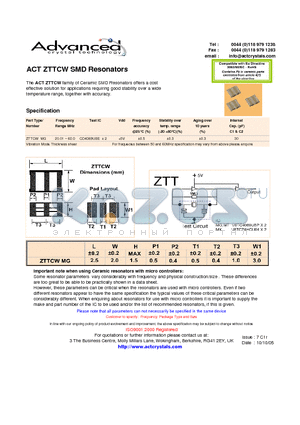 ACTZTTCW datasheet - SMD Resonators