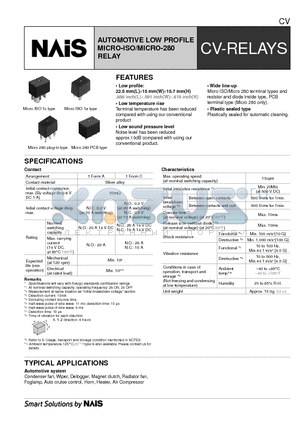 ACV13012 datasheet - AUTOMOTIVE LOW PROFILE MICRO-ISO/MICRO-280 RELAY