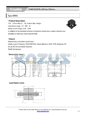 CR105NP-100MC datasheet - POWER INDUCTORS <SMD Type: CR Series>