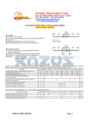 FR02-45 datasheet - FAST RECOVERY HIGH VOLTAGE RECTIFIER