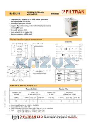 8326 datasheet - RJ-45/USB 10/100 BASE-T Module with Dual USB