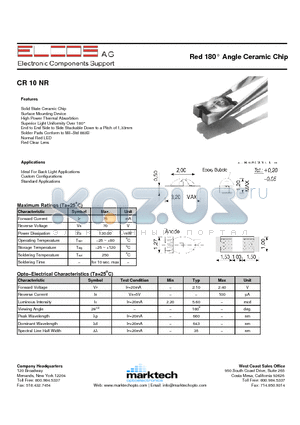 CR10NR datasheet - Red 180 Angle Ceramic Chip