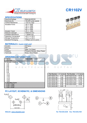 CR1102V datasheet - PC LAYOUT, SCHEMATIC, & DIMENSIONS