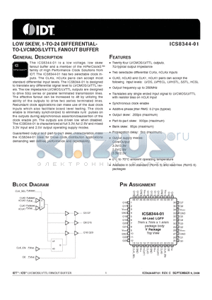 8344AY-01T datasheet - LOW SKEW, 1-TO-24 DIFFERENTIALTO-LVCMOS/LVTTL FANOUT BUFFER