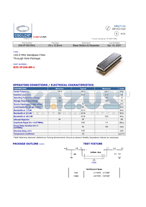 835-IF160.0M-L datasheet - Base Station & Repeater