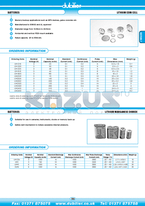 CR1616 datasheet - LITHIUM COIN CELL