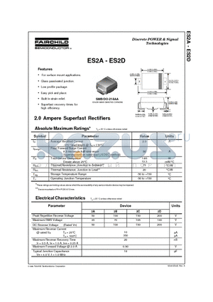 ES2A datasheet - 2.0 Ampere Superfast Rectifiers