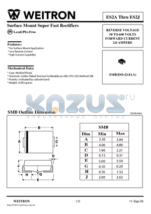 ES2A datasheet - Surface Mount Super Fast Rectifiers