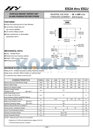 ES2A datasheet - SURFACE MOUNT GLASS SUPERFAST RECOVERY RECTIFERS