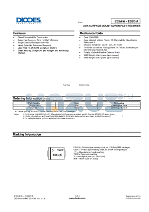 ES2A datasheet - 2.0A SURFACE MOUNT SUPER-FAST RECTIFIER