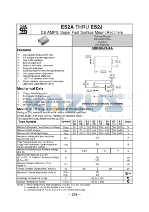 ES2A_1 datasheet - 2.0 AMPS. Super Fast Surface Mount Rectifiers