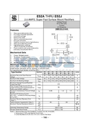 ES2B datasheet - 2.0 AMPS. Super Fast Surface Mount Rectifiers