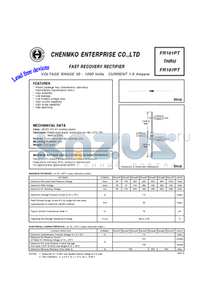 FR102PT datasheet - FAST RECOVERY RECTIFIER