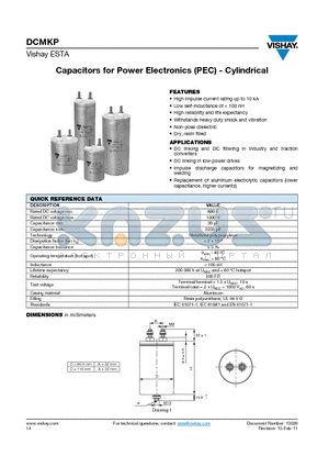 DCMKP1.1-240 datasheet - Capacitors for Power Electronics (PEC) - Cylindrical