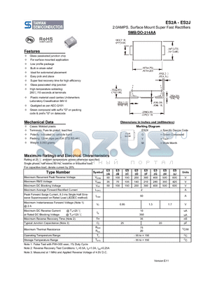 ES2G datasheet - 2.0AMPS. Surface Mount Super Fast Rectifiers