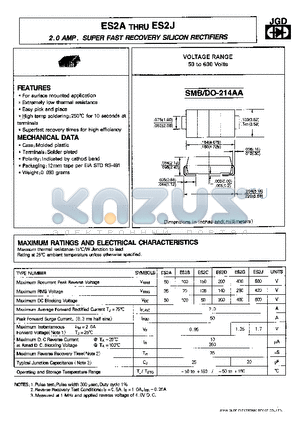 ES2J datasheet - 2.0AMP. SUPER FAST RECOVRY SILICON RECTIFIERS