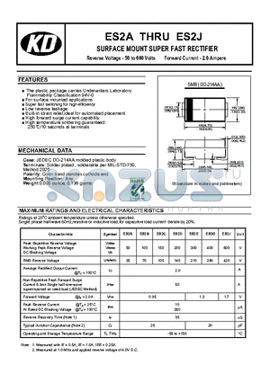 ES2J datasheet - SURFACE MOUNT SUPER FAST RECTIFIER