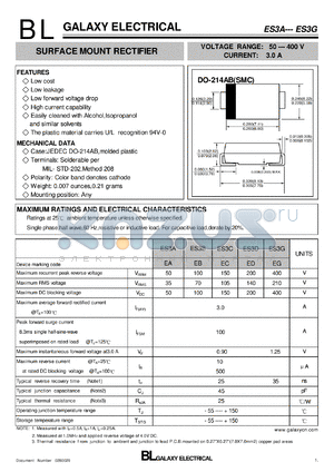 ES3B datasheet - SURFACE MOUNT RECTIFIER