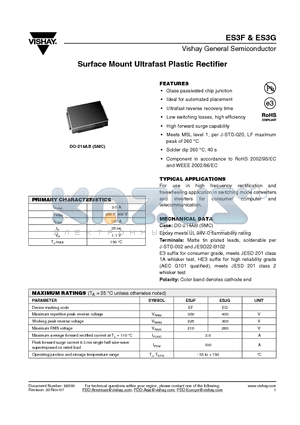 ES3F datasheet - Surface Mount Ultrafast Plastic Rectifier