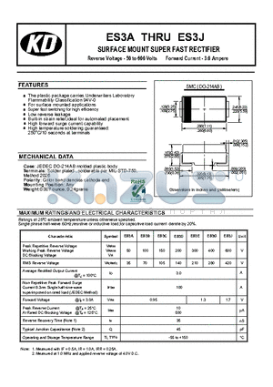 ES3J datasheet - SURFACE MOUNT SUPER FAST RECTIFIER