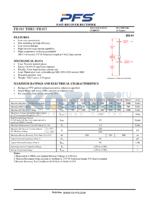 FR105 datasheet - FAST RECOVER RECTIFIER