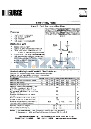 FR106 datasheet - 1.0 AMP. Fast Recovery Rectifiers