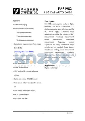 ES51982_11 datasheet - 3 1/2 CAP AUTO DMM