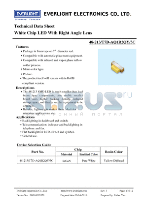 48-213-T7D-AQ1R2QY-3C_11 datasheet - White Chip LED With Right Angle Lens