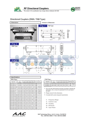 DCP1051-10D datasheet - RF Directional Couplers (SMA / TAB Type)