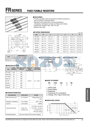 FR12W datasheet - FIXED FUSIBLE RESISTORS