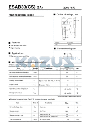 ESAB33-02CS datasheet - FAST RECOVERY DIODE