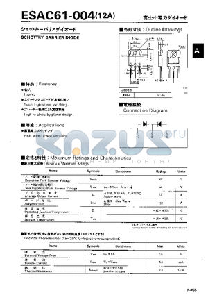 ESAC61-004 datasheet - SCHOTTKY BARRIER DIODE