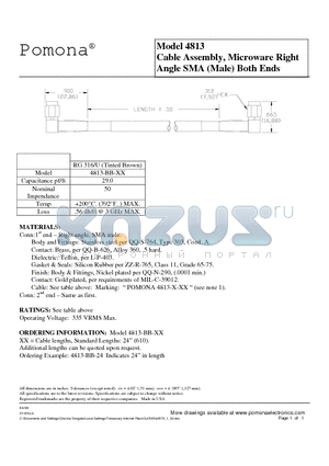 4813 datasheet - Cable Assembly, Microware Right Angle SMA (Male) Both Ends