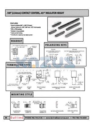 ESC20DREI datasheet - .100 [2.54mm] CONTACT CENTERS, 431 INSULATOR HEIGHT