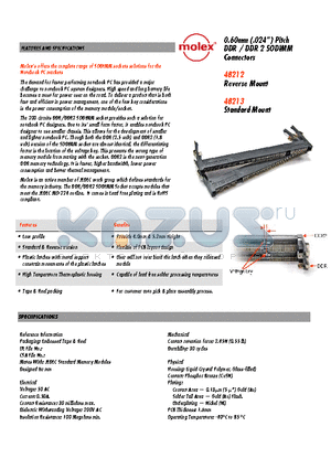 48212-1200 datasheet - DDR / DDR 2 SODIMM Connectors