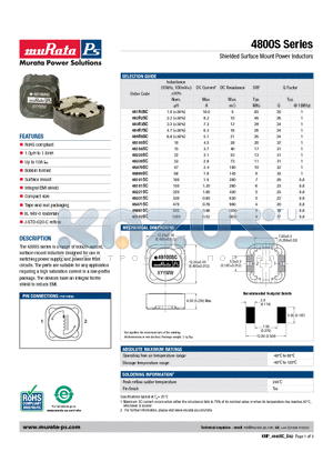 482R2SC datasheet - Shielded Surface Mount Power Inductors