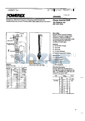 CR400EL-10 datasheet - Phase Control SCR 400 Amperes Avg 200-1200 Volts