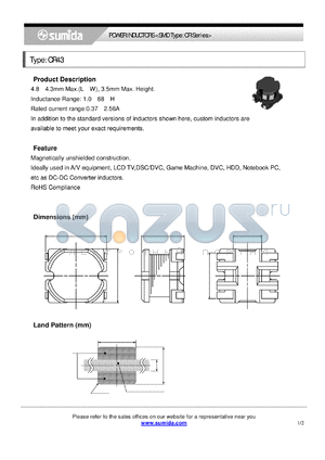 CR43 datasheet - POWER INDUCTORS <SMD Type: CR Series>