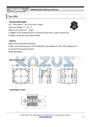 CR43NP-180MB datasheet - POWER INDUCTORS <SMD Type: CR Series>