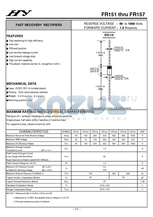FR156 datasheet - FAST RECOVERY RECTIFIERS