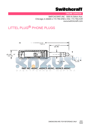 485NC datasheet - LITTEL PLUG^ PHONE PLUGS