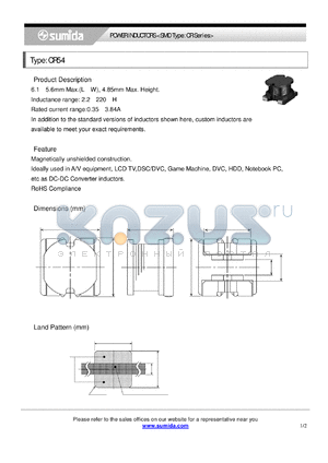 CR54NP-100MB datasheet - POWER INDUCTORS <SMD Type: CR Series>